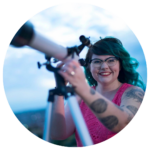 Portrait of Karlie Noon with telescope